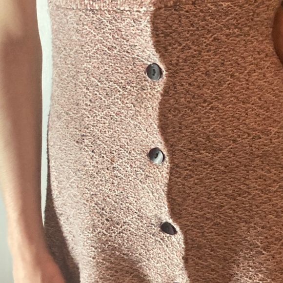 Girls Vintage Pink Black Tweed Dress Button 7/8 - Picture 8 of 11